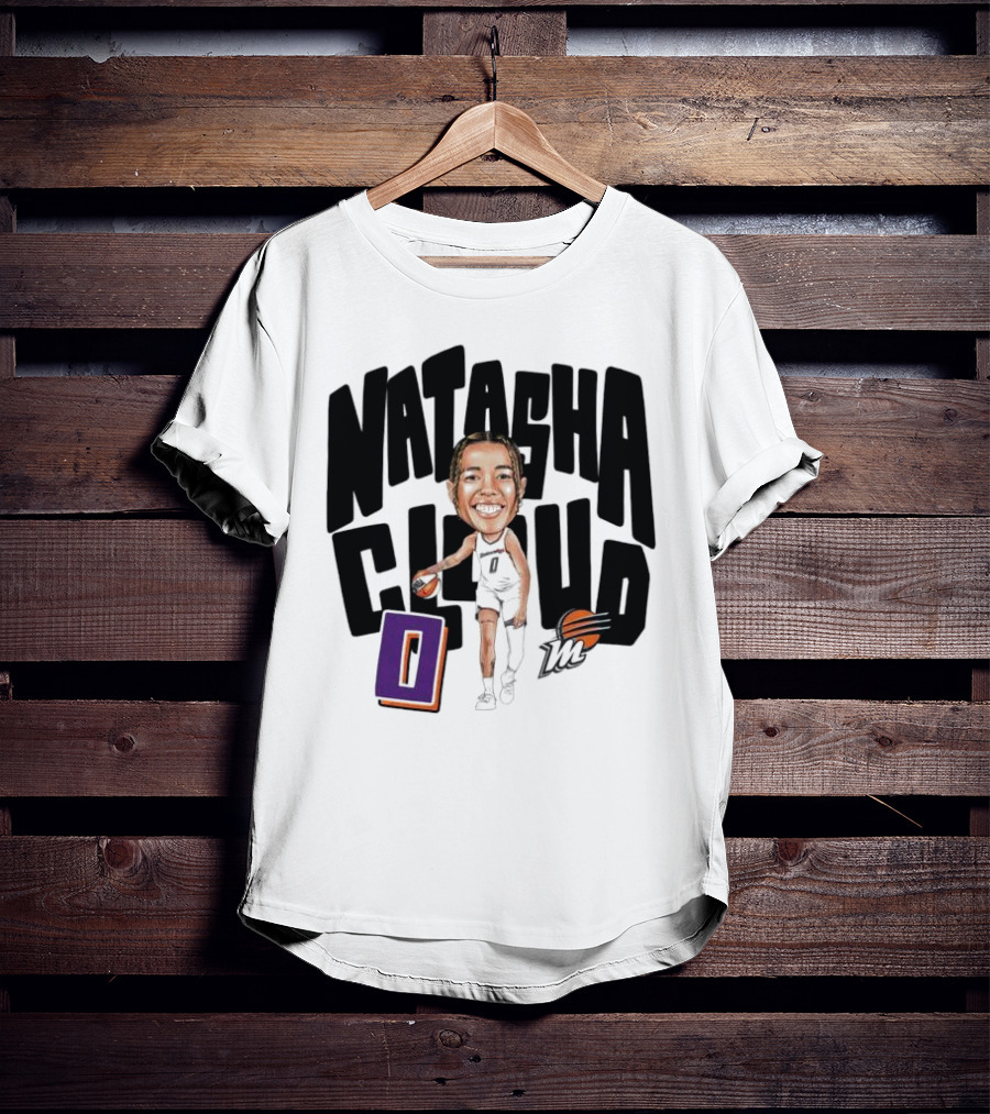 Natasha Cloud Phoenix Mercury Basketball Caricature With Orange Ball And Stylized Text T-Shirt