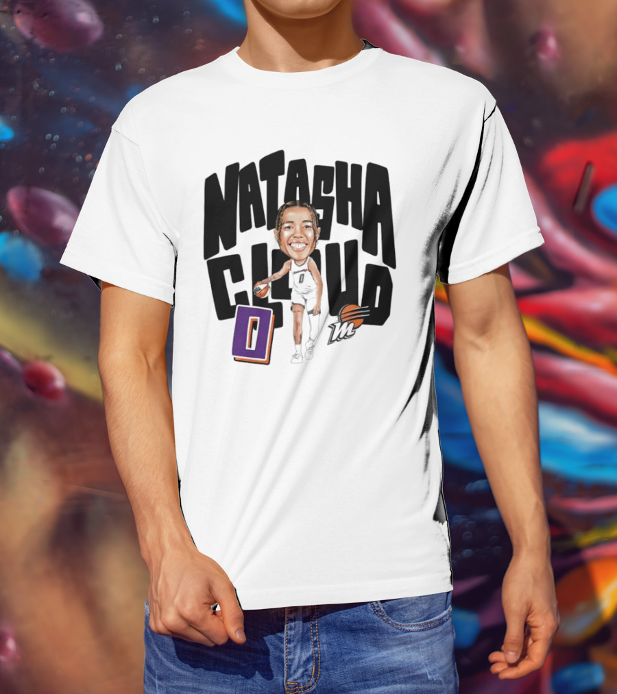 Natasha Cloud Phoenix Mercury Basketball Caricature With Orange Ball And Stylized Text T-Shirt