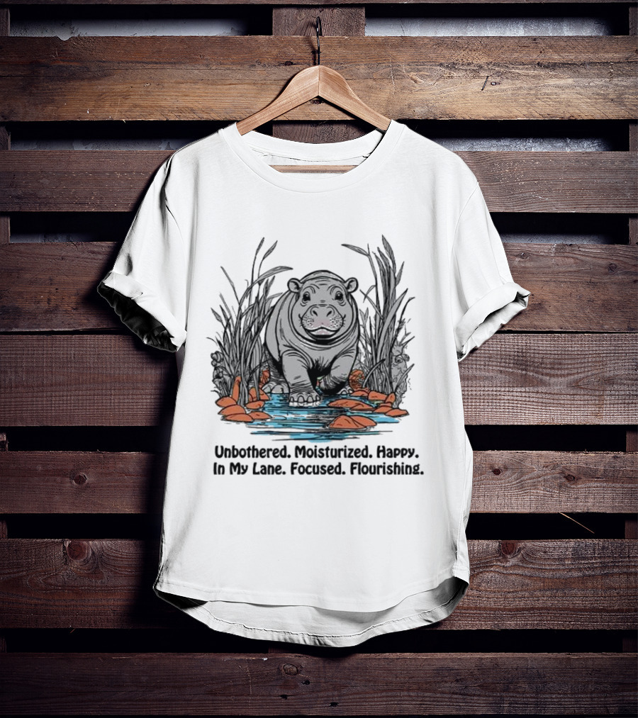 Unbothered Moisturized Happy Hippo In My Lane Focused Flourishing T-Shirt