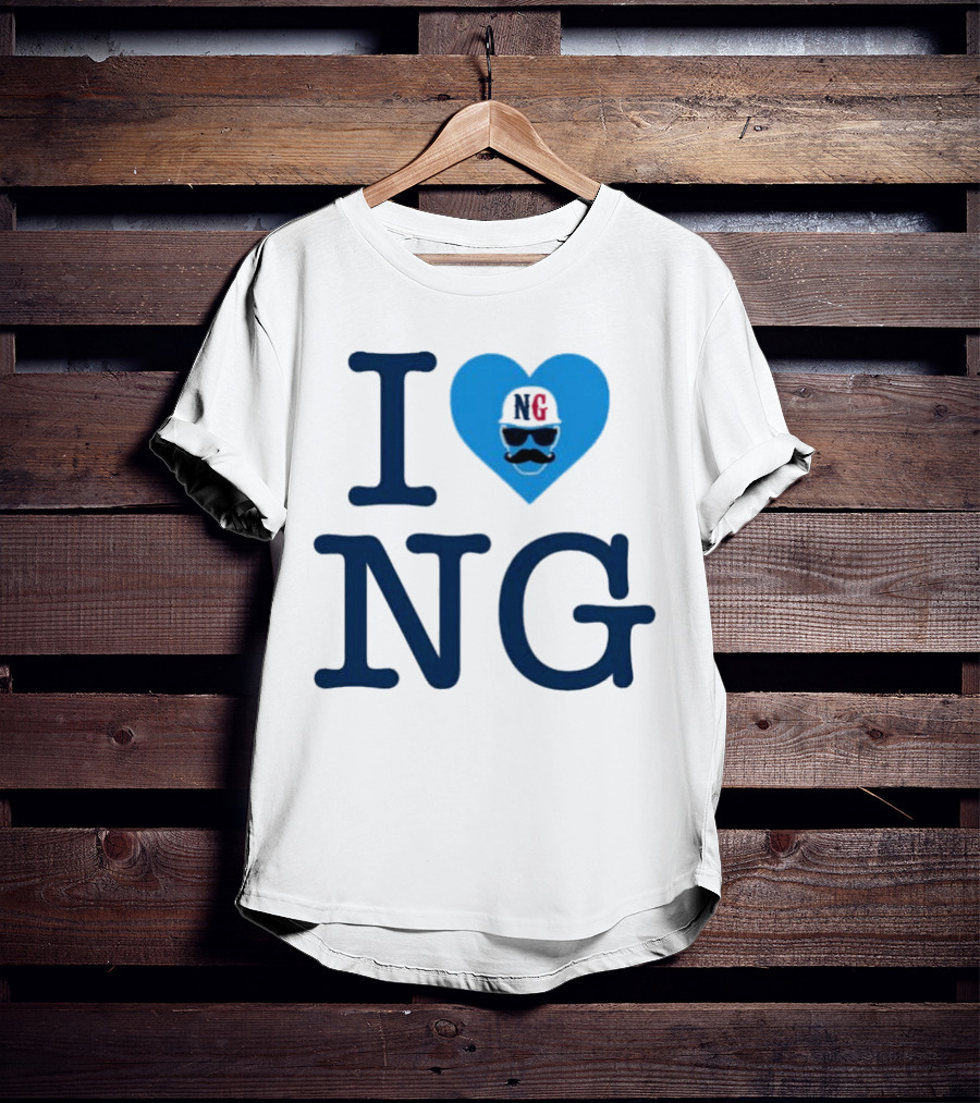 I Love NG Heart Icon With Mustache And Cap T-Shirt