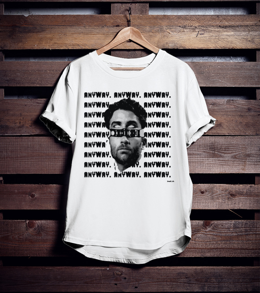ANYWAY Black And White Portrait Repeated Text T-Shirt