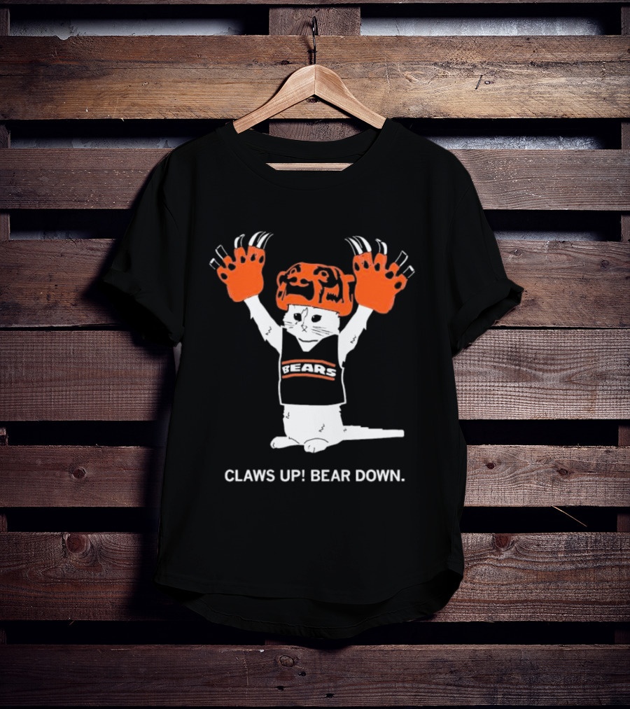 Gary Chicago Bears Cat Mascot Claws Up Bear Down T-Shirt
