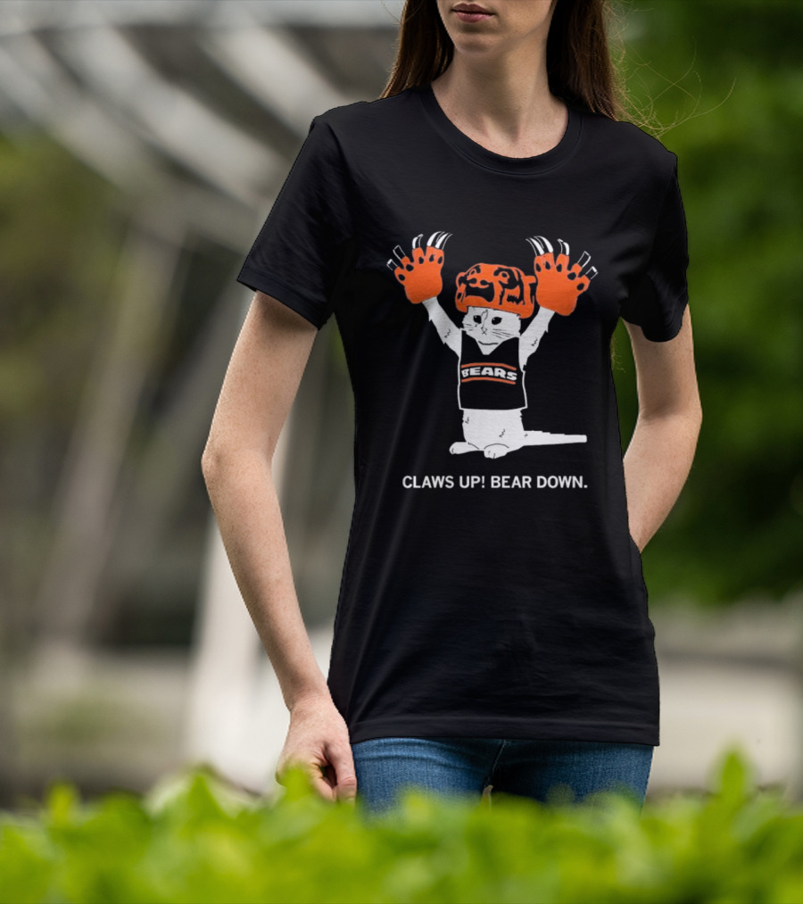 Gary Chicago Bears Cat Mascot Claws Up Bear Down T-Shirt