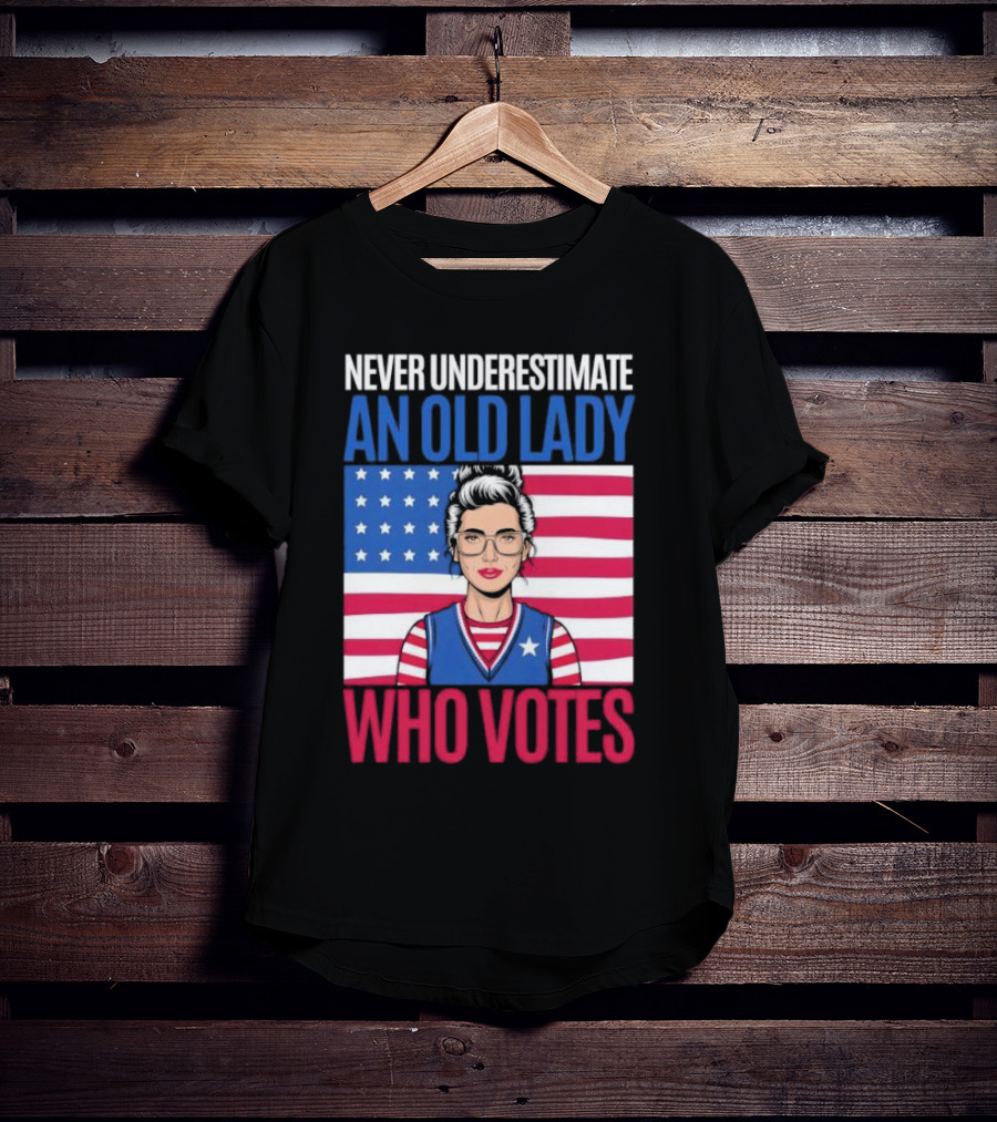 Never Underestimate An Old Lady Who Votes US Flag Iconic T-Shirt