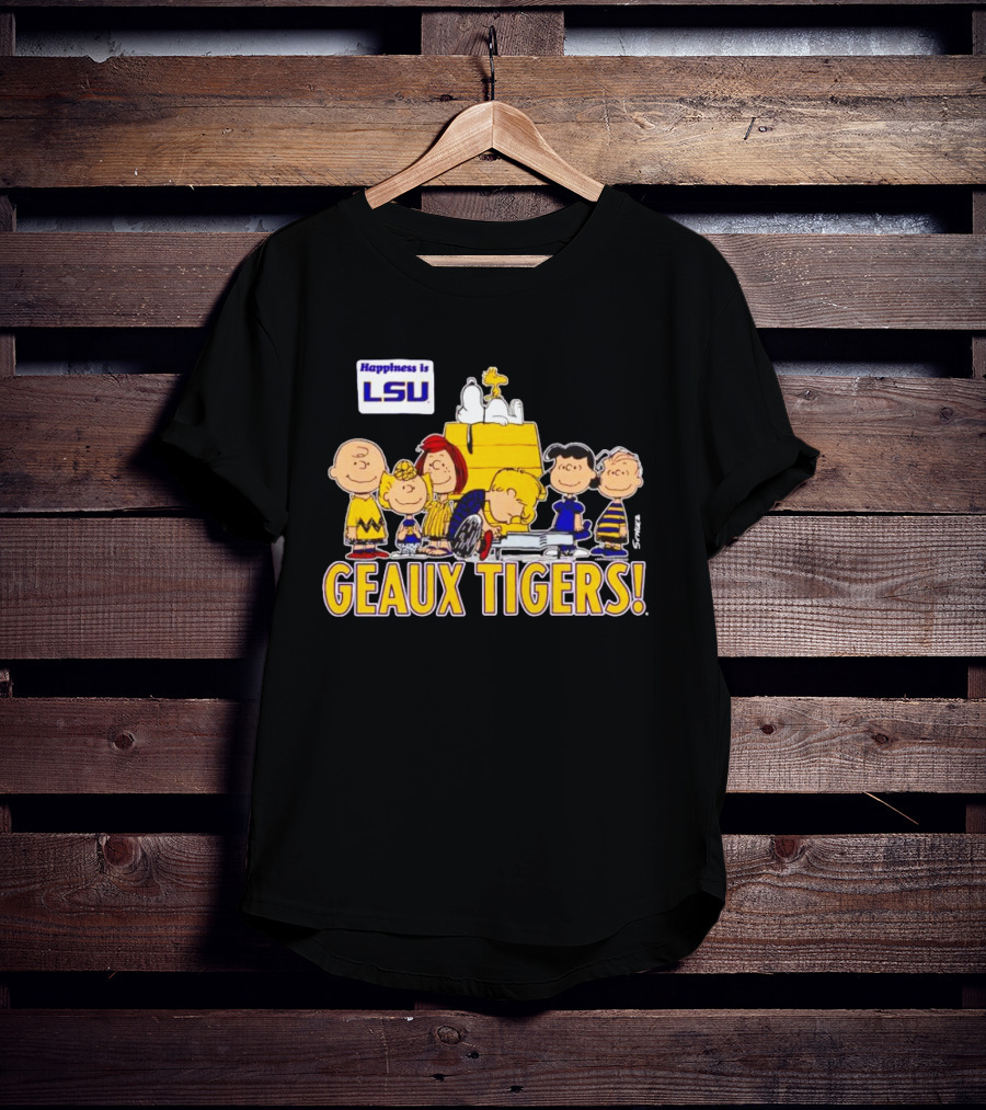 Happiness Is LSU Peanuts Characters Geaux Tigers T-Shirt