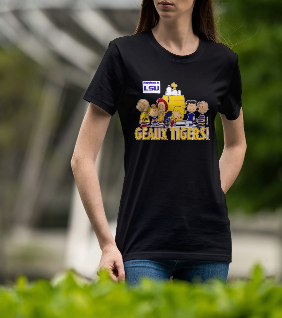 Happiness Is LSU Peanuts Characters Geaux Tigers T-Shirt