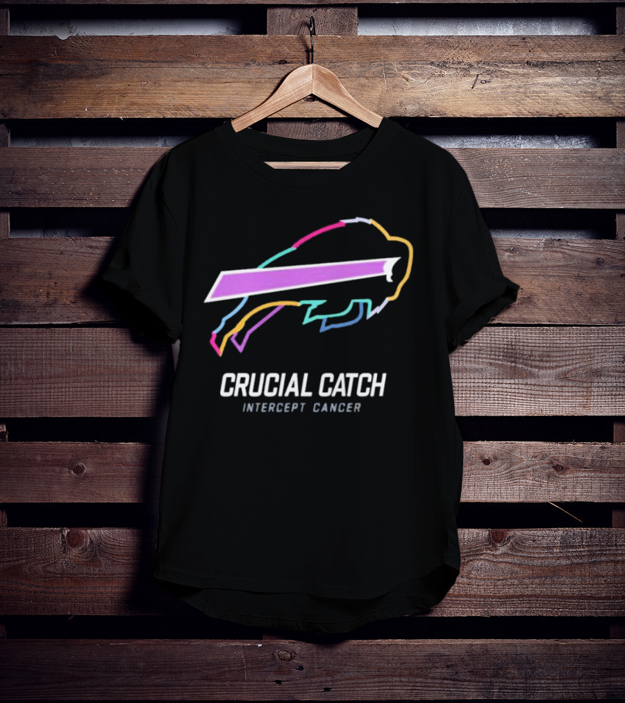 Buffalo Bills NFL Rainbow Logo Crucial Catch Intercept Cancer Initiative T-Shirt