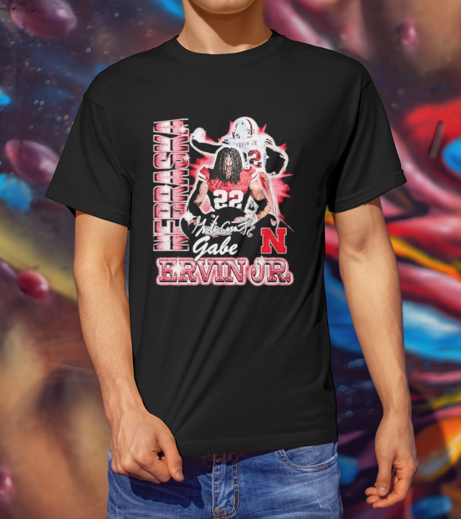 Nebraska Cornhuskers Gabe Ervin Jr. Signature Retro Football 22 T-Shirt