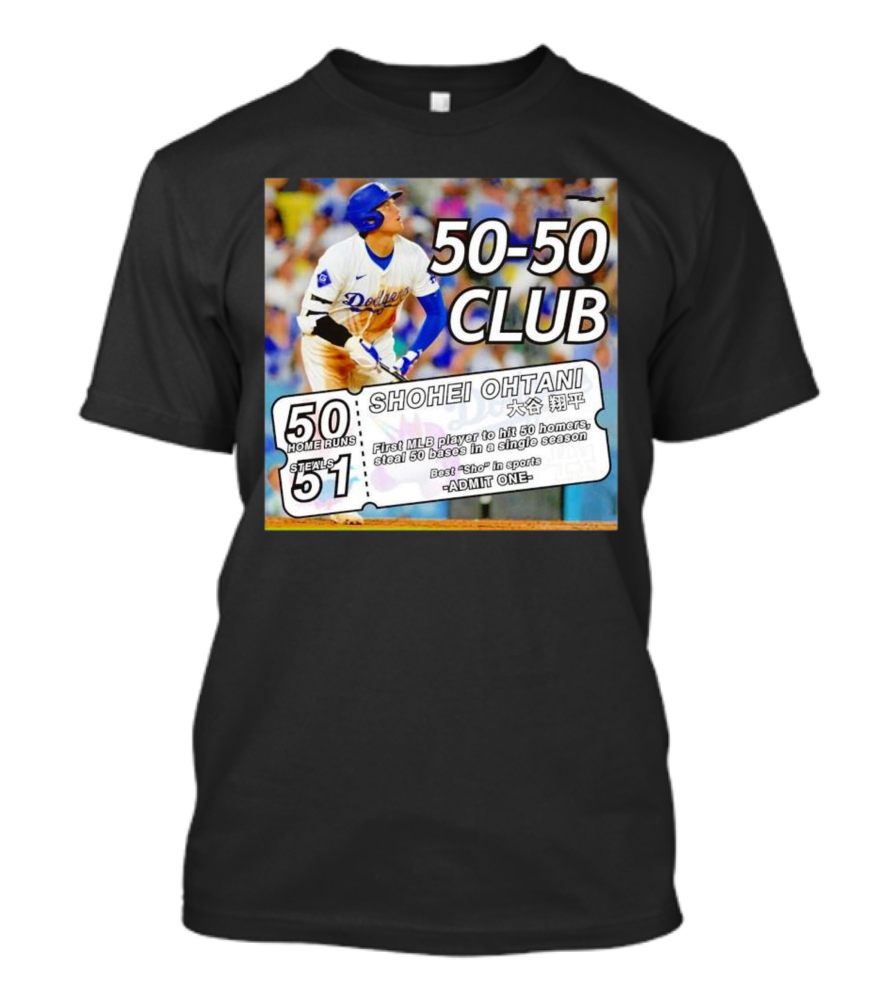 50-50 Club Shohei Ohtani First MLB Player To Hit 50 Homers Steal 50 Bases In Single Season T-Shirt