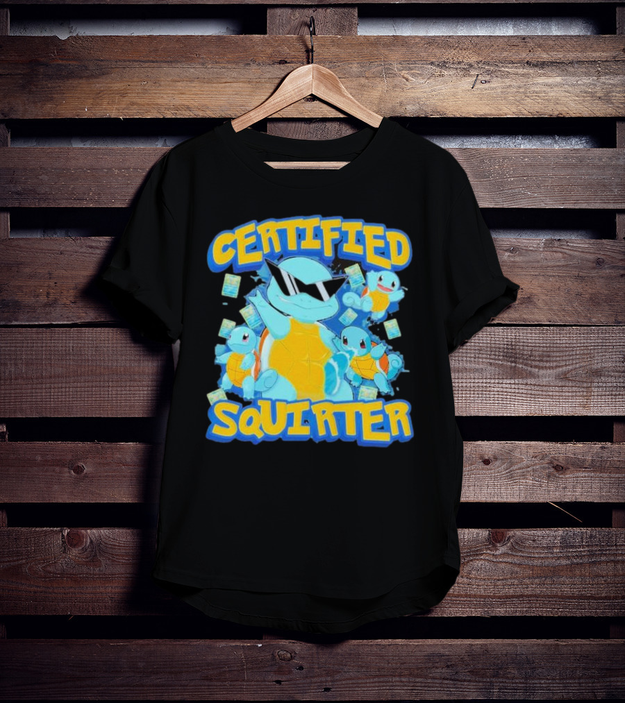 CERTIFIED SQUIRTER POKEMON SQUIRTLE PARTY WITH SUNGLASSES AND CARDS T-Shirt