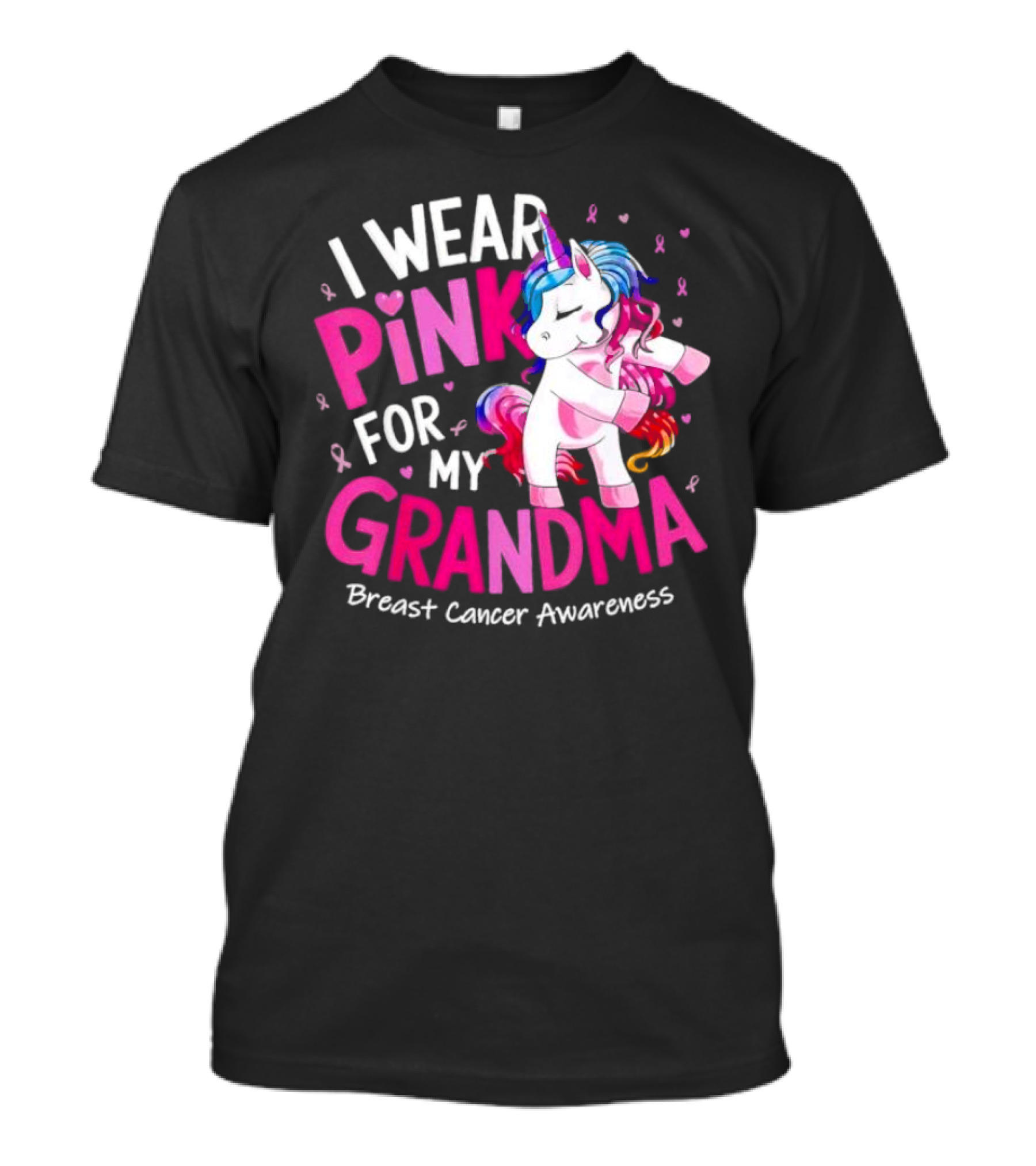 I Wear Pink For My Grandma Unicorn Breast Cancer Awareness T-Shirt