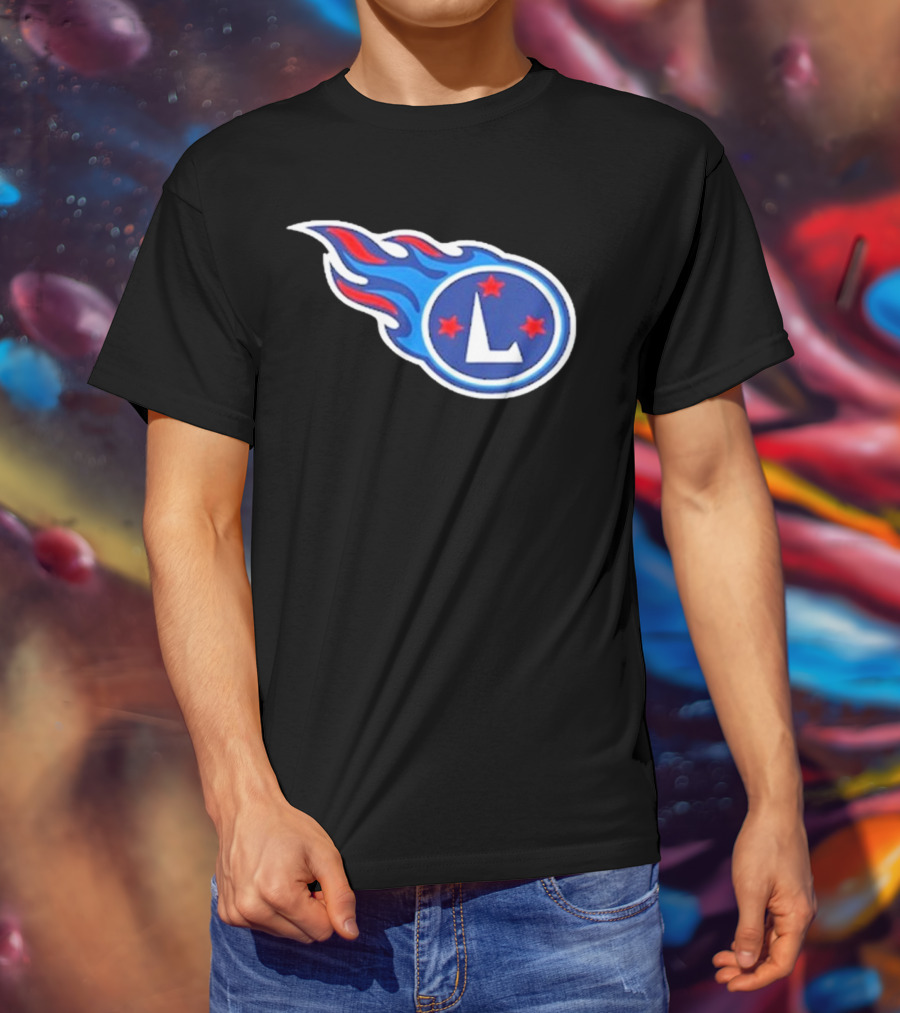 Funny Ahh Tees Tennessee Titans Fire L логотип T-Shirt