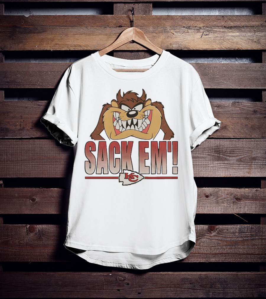 Looney Tunes Taz Kansas City Chiefs Sack 'Em KC T-Shirt