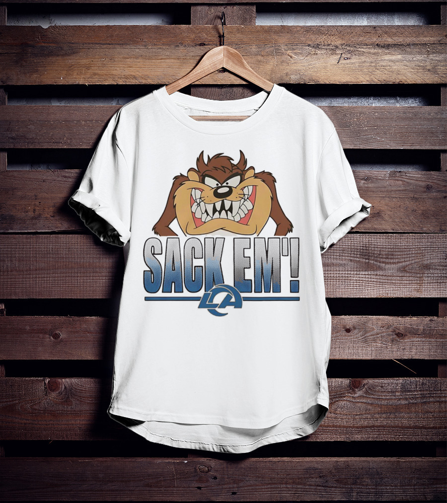 Looney Tunes Taz Sack Em LA Los Angeles Rams T-Shirt