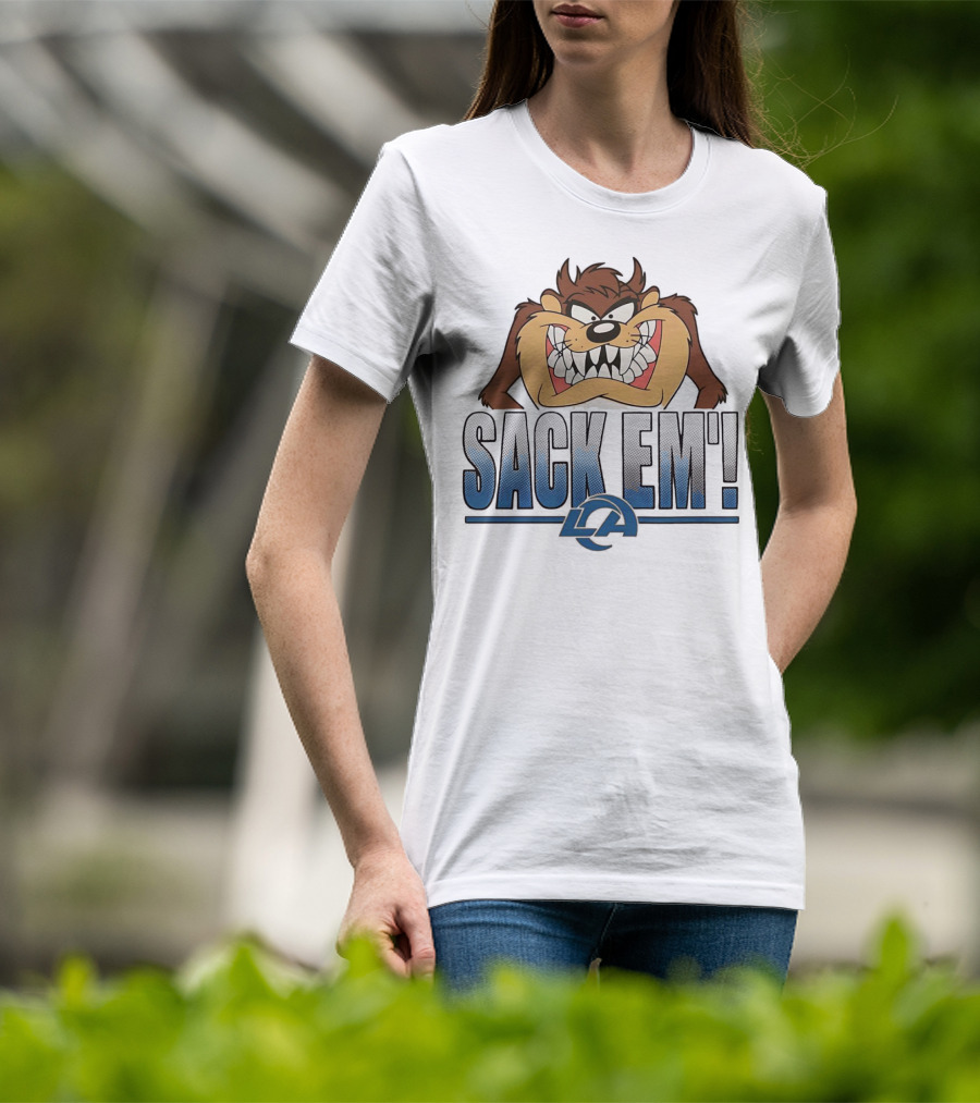 Looney Tunes Taz Sack Em LA Los Angeles Rams T-Shirt