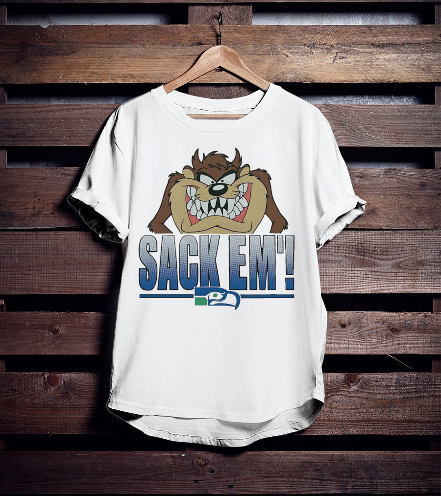 Looney Tunes Taz Sack Em Seattle Seahawks T-Shirt