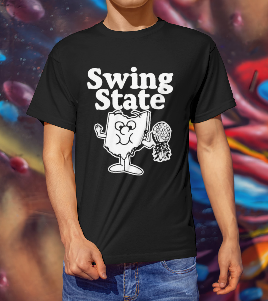Swing State Ohio Character With Buckeye Helmet T-Shirt