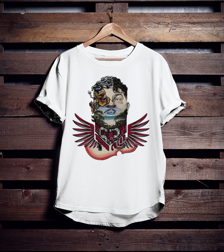 Trystan Colon Arizona Cardinals Herencia Latina Artful Portrait With Floral And Wing Elements T-Shirt