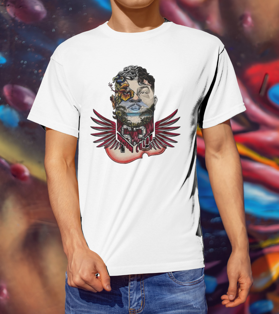 Trystan Colon Arizona Cardinals Herencia Latina Artful Portrait With Floral And Wing Elements T-Shirt