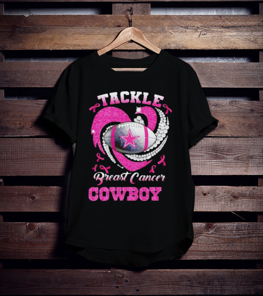 Tackle Breast Cancer Cowboy Football Pink Awareness T-Shirt