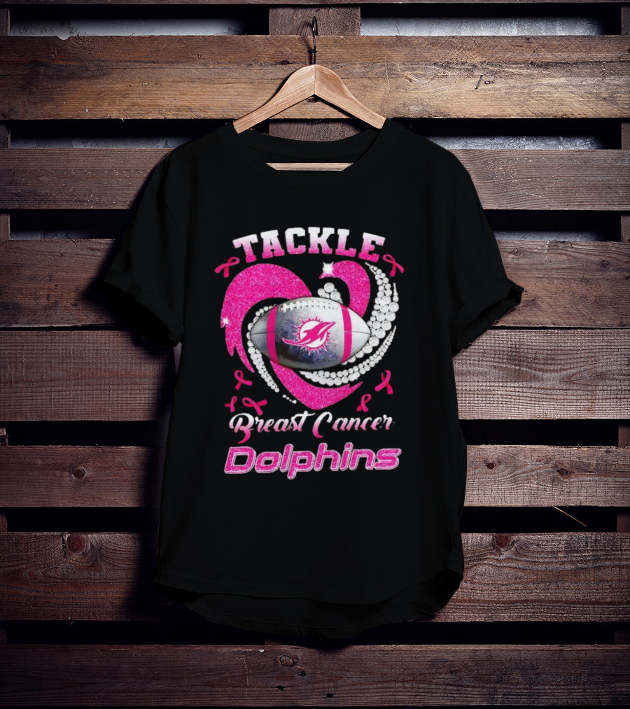 Tackle Breast Cancer Dolphins Football Awareness T-Shirt