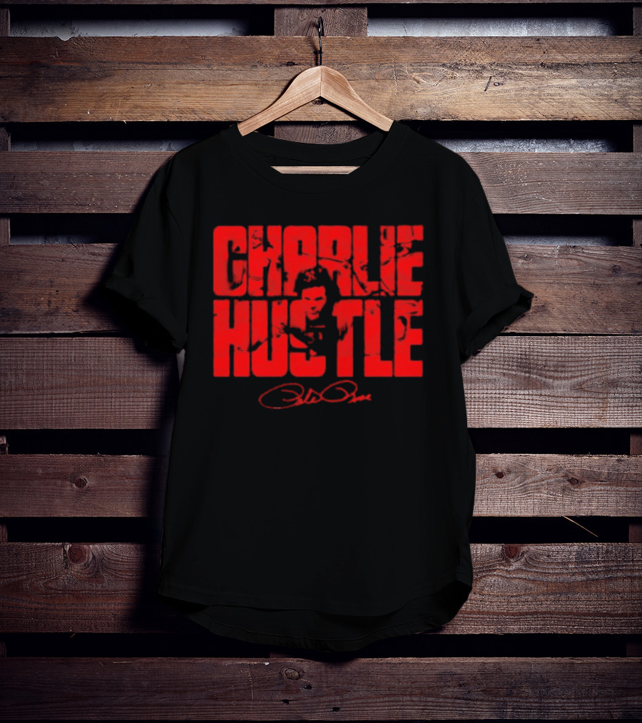 Charlie Hustle Cincinnati Reds Pete Rose Signature T-Shirt