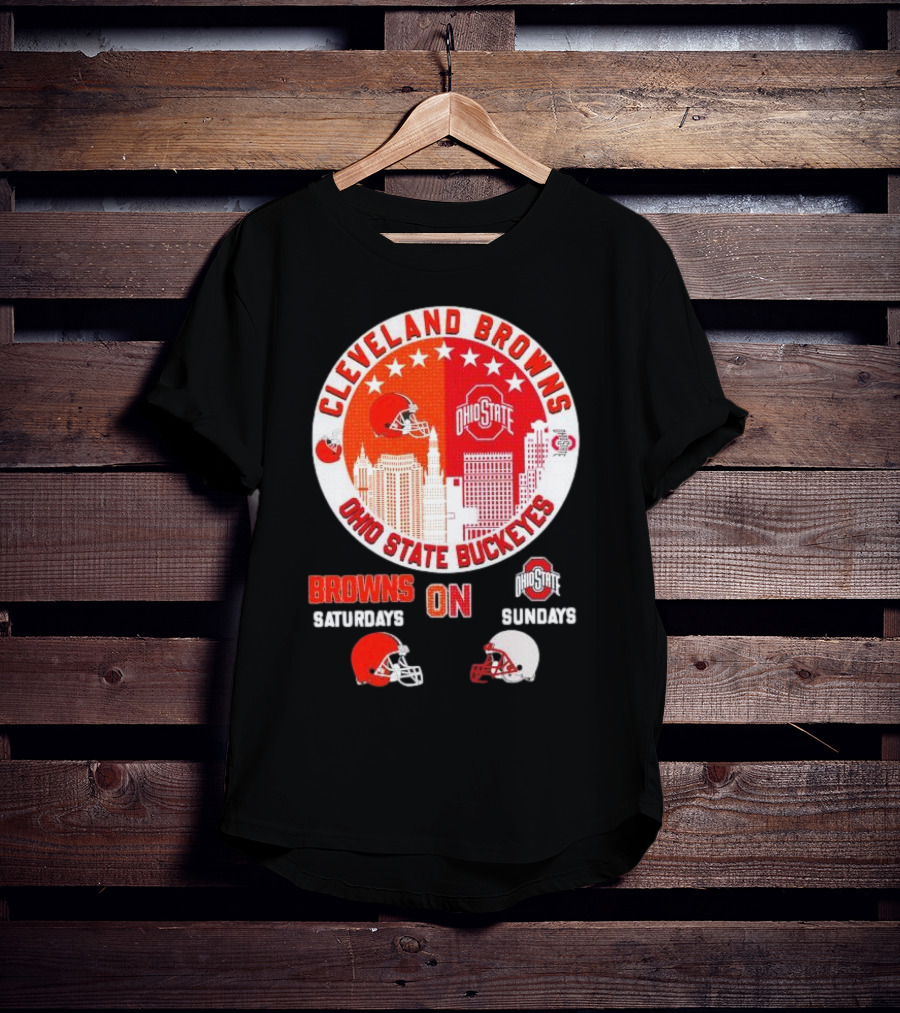 Cleveland Browns Ohio State Buckeyes Saturdays Sundays Circle City T-Shirt