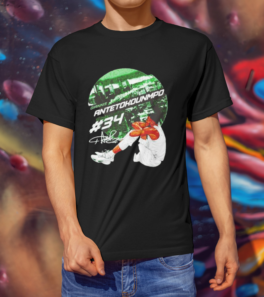 Giannis Antetokounmpo #34 Milwaukee Bucks Signature City Skyline T-Shirt