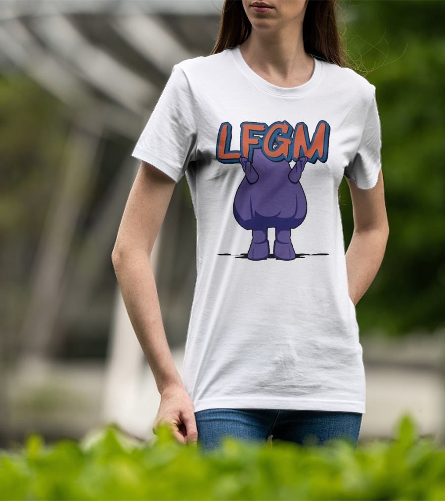 Grimace LFGM New York Mets Character Holding Letters T-Shirt