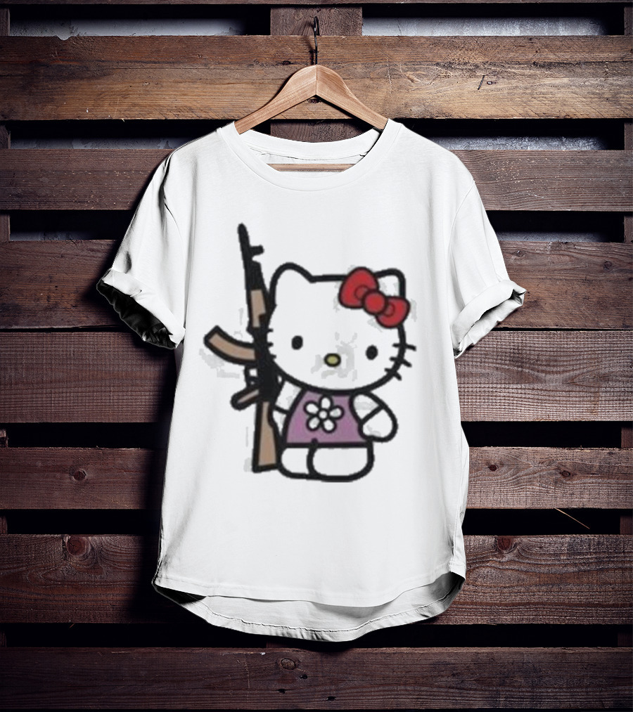 Hello Kitty Holding AK-47 Rifle T-Shirt