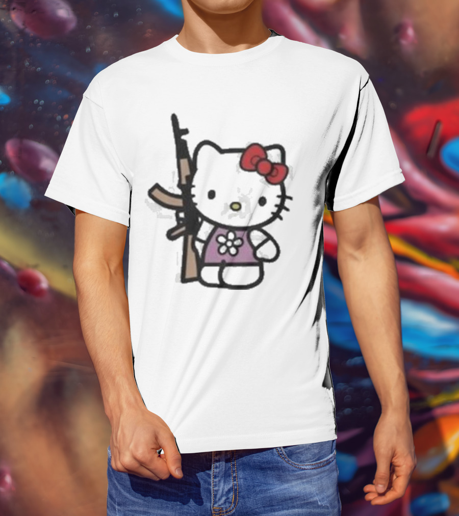 Hello Kitty Holding AK-47 Rifle T-Shirt