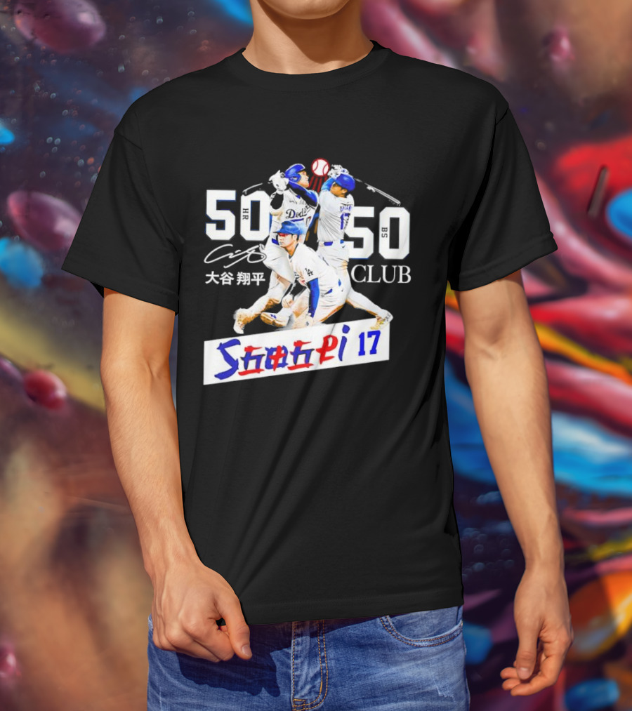 Shohei Ohtani 50 HR 50 SB Club Signature Dodgers 17 T-Shirt