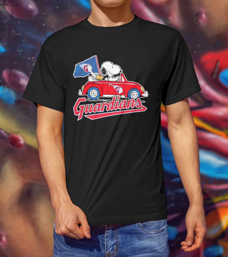 Snoopy And Woodstock Driving Guardians Car Cleveland Guardians T-Shirt
