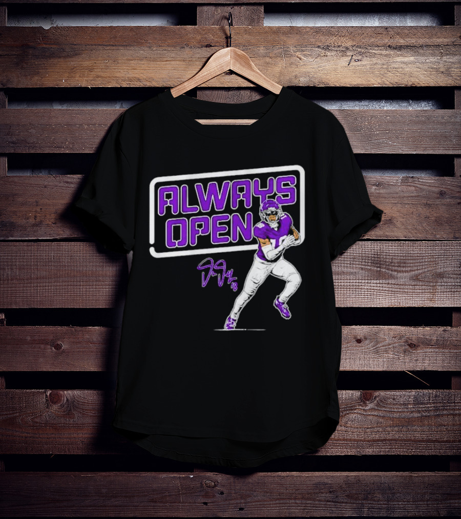 Always Open Justin Jefferson Minnesota Vikings 18 Signature T-Shirt