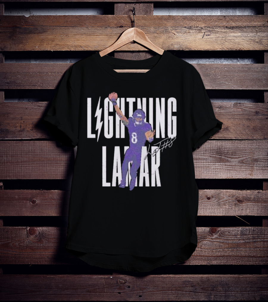 Lamar Jackson Lightning Baltimore Ravens Touchdown Signature T-Shirt