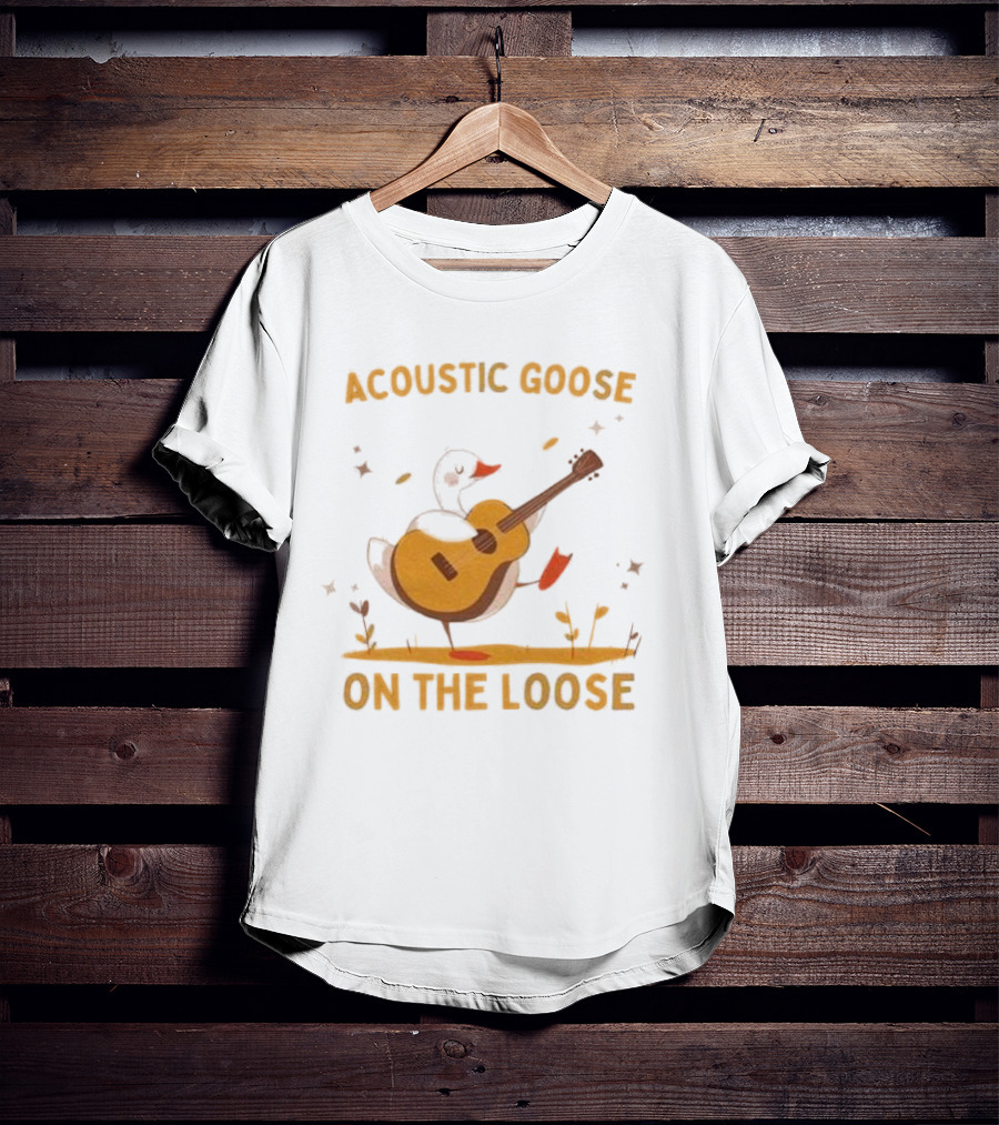Acoustic Goose On The Loose Silly Meme Goose Playing Guitar T-Shirt