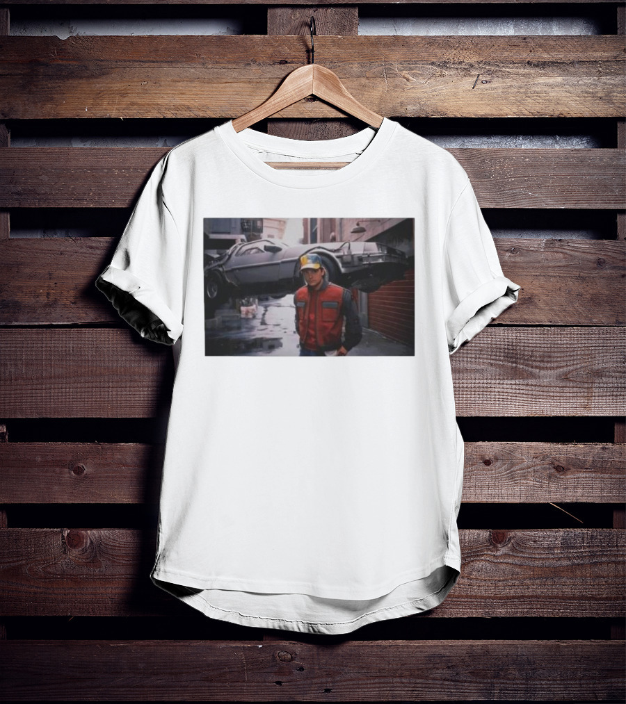 Back To The Future Marty McFly Michael J. Fox DeLorean Iconic Scene T-Shirt