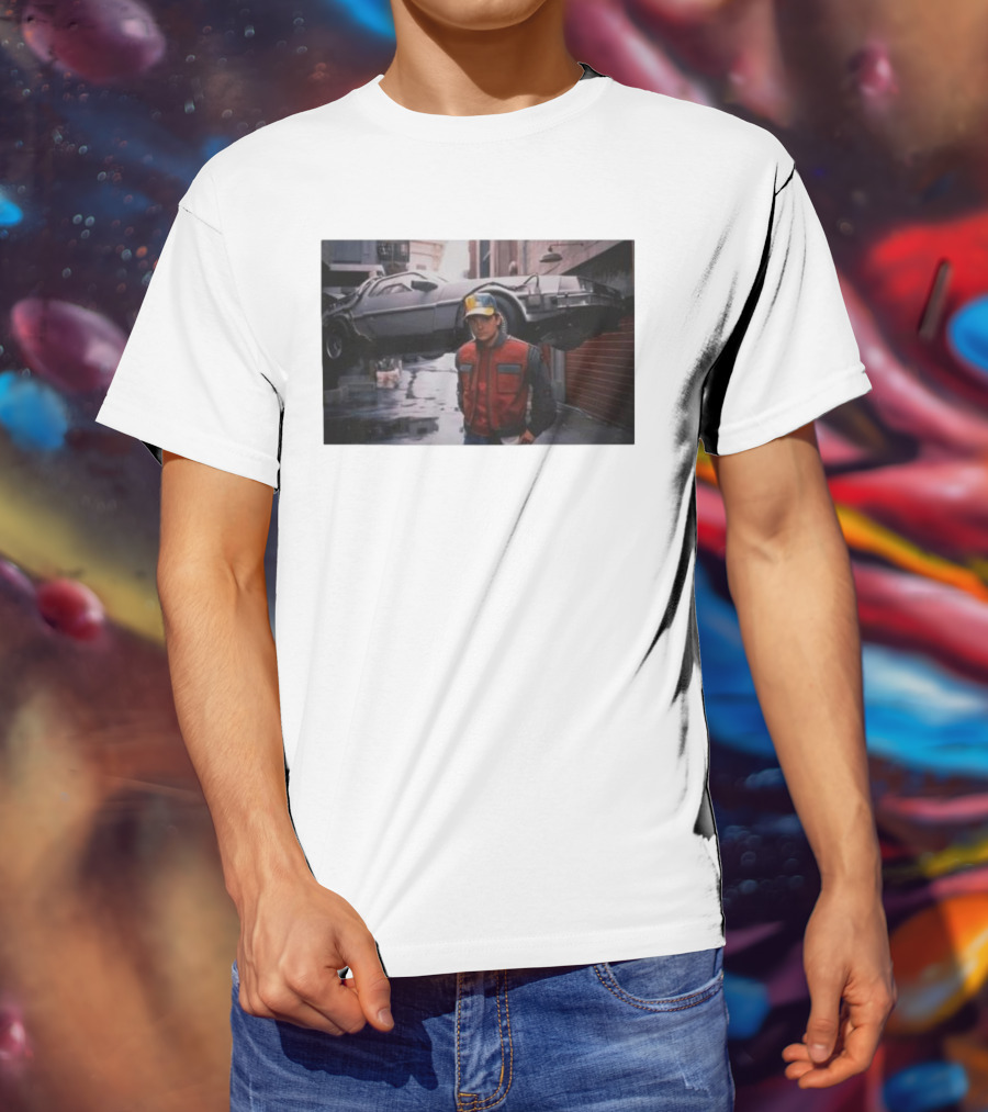 Back To The Future Marty McFly Michael J. Fox DeLorean Iconic Scene T-Shirt