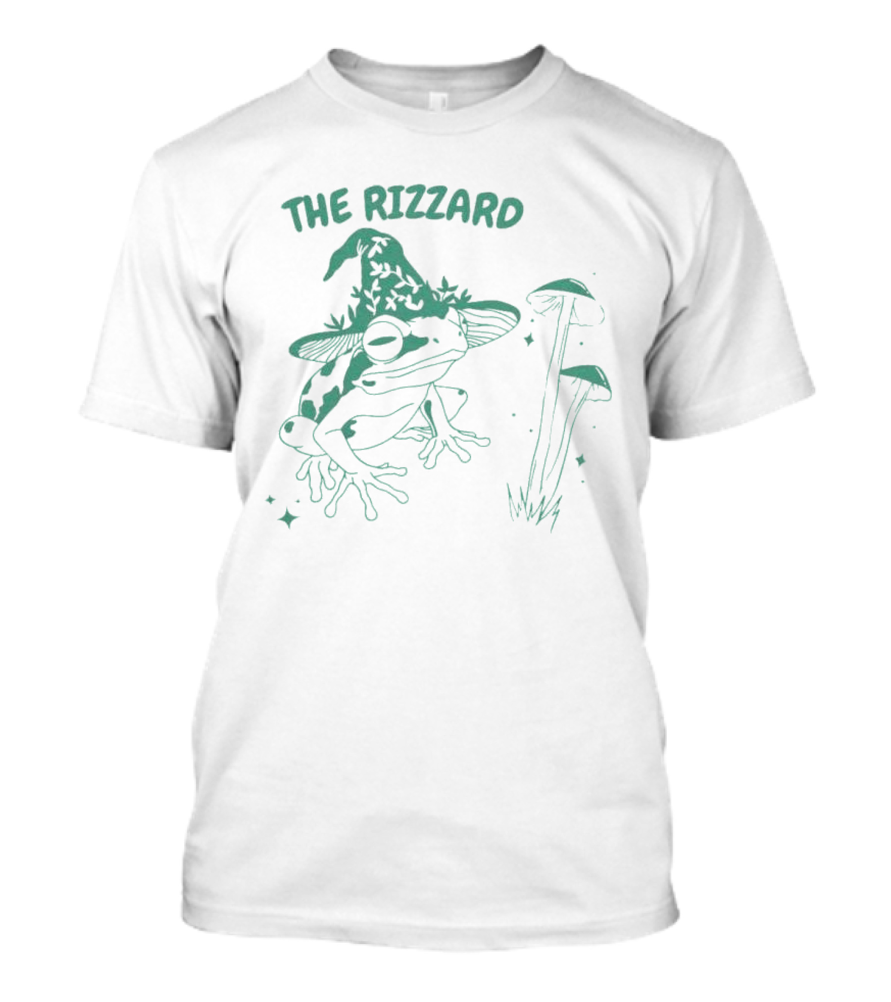 The Rizzard Mage Frog With Magic Hat And Mushrooms T-Shirt