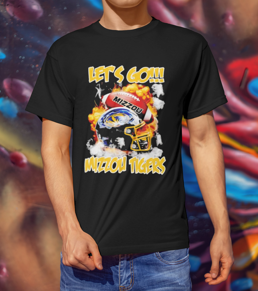 LET'S GO MIZZOU TIGERS FOOTBALL HELMET FIREBALL T-Shirt