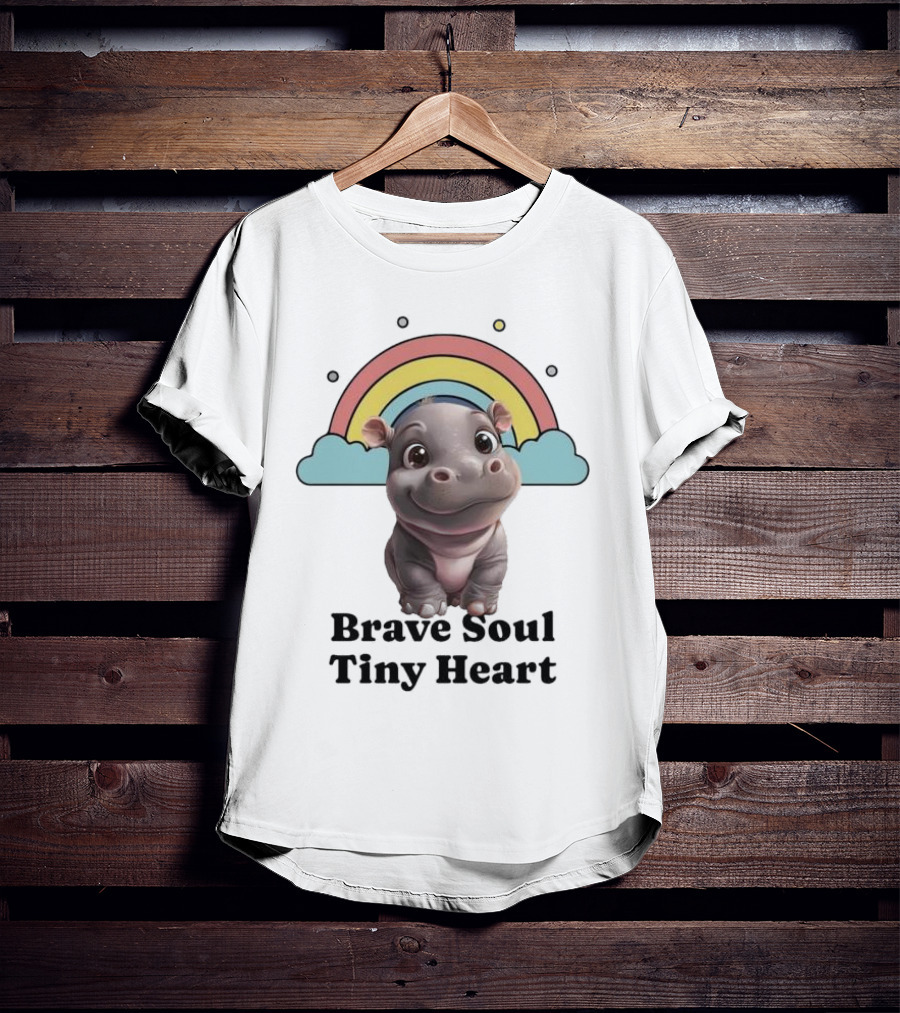 Brave Soul Tiny Heart Hippo With Rainbow T-Shirt