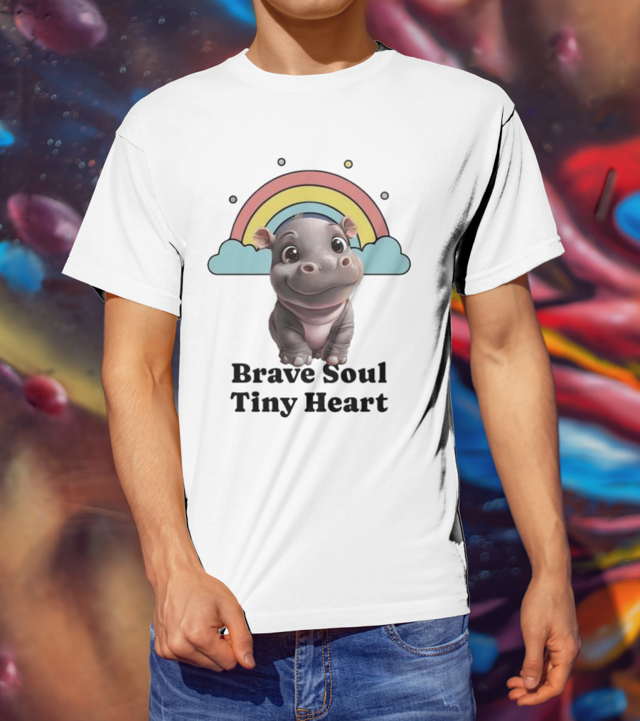 Brave Soul Tiny Heart Hippo With Rainbow T-Shirt