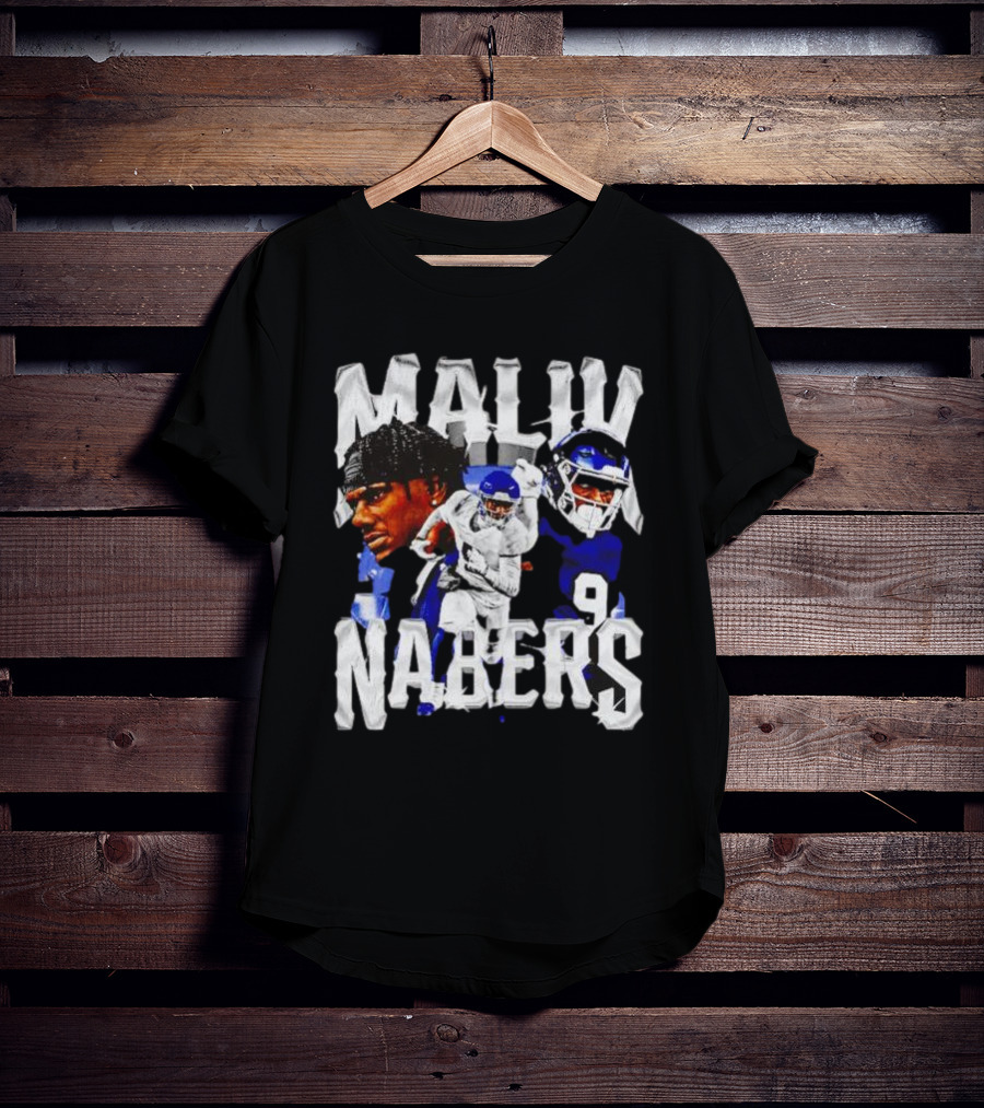 Malik Nabers New York Giants Football Player Collage T-Shirt