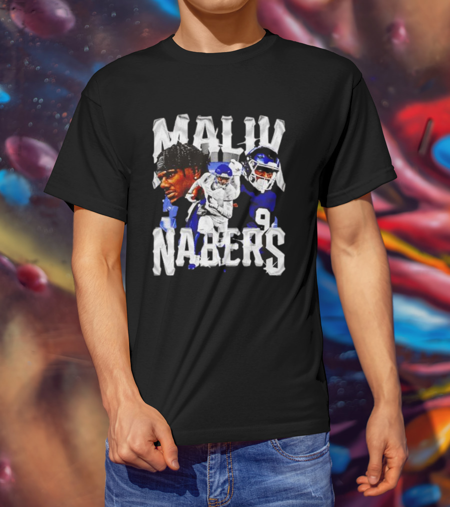 Malik Nabers New York Giants Football Player Collage T-Shirt