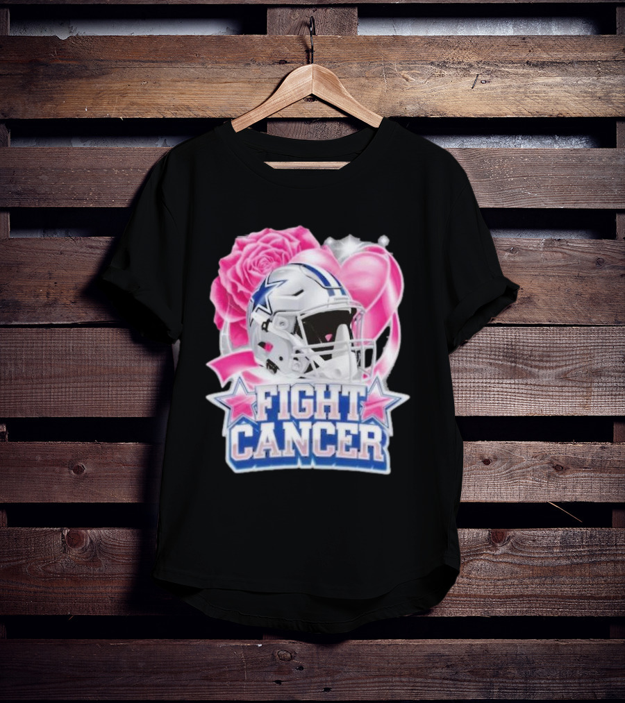 Dallas Cowboys Fight Breast Cancer Awareness Rose Pink Heart Helmet T-Shirt
