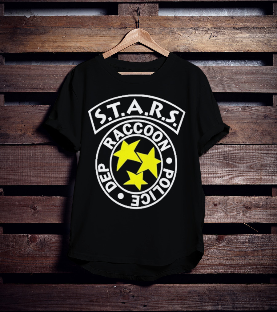 S.T.A.R.S. Raccoon Police Department Logo With Yellow Stars T-Shirt