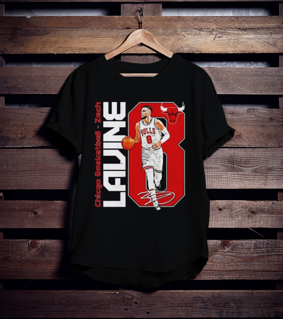 Zach Lavine Chicago Basketball Bulls Number 8 Signature T-Shirt