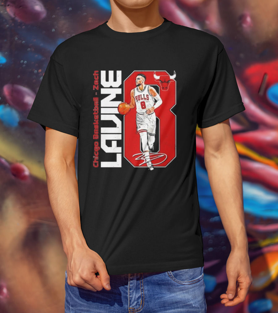 Zach Lavine Chicago Basketball Bulls Number 8 Signature T-Shirt
