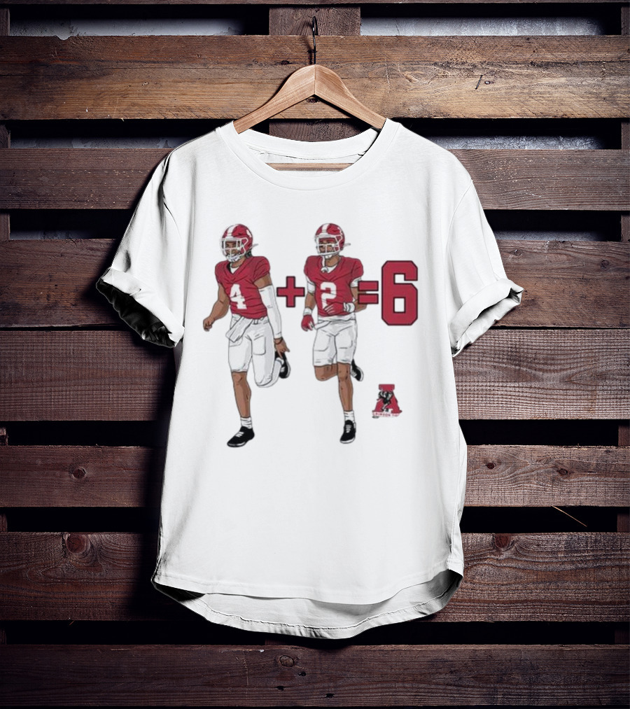 Alabama Crimson Tide Ryan Williams Jalen Milroe 4 + 2 = 6 Cartoon Football Players T-Shirt