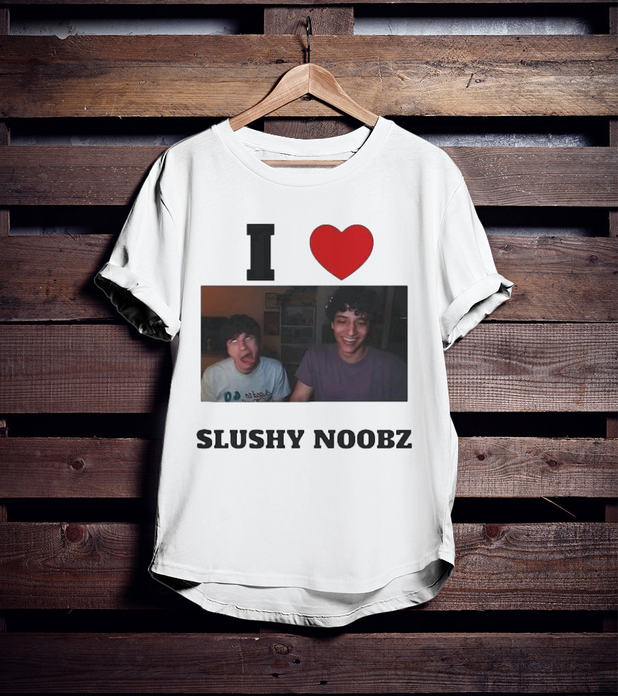 I Love Slushy Noobz Funny Duo Smiling Photo T-Shirt